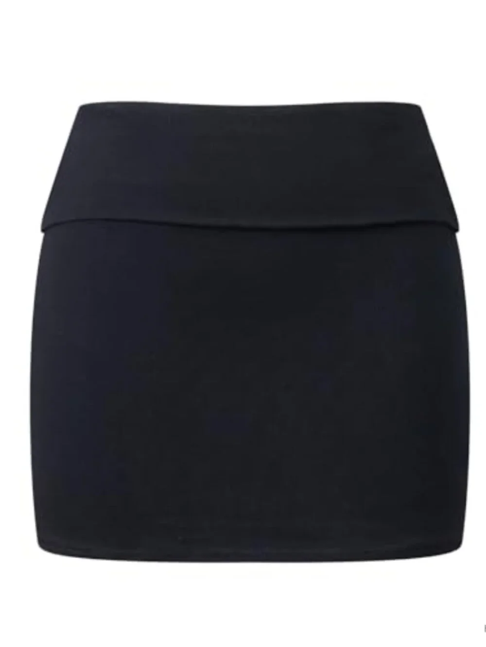 Y2K Fold Over Mini Skirt Elastic Low Waist Bodycon Solid Color Stretchy Micro